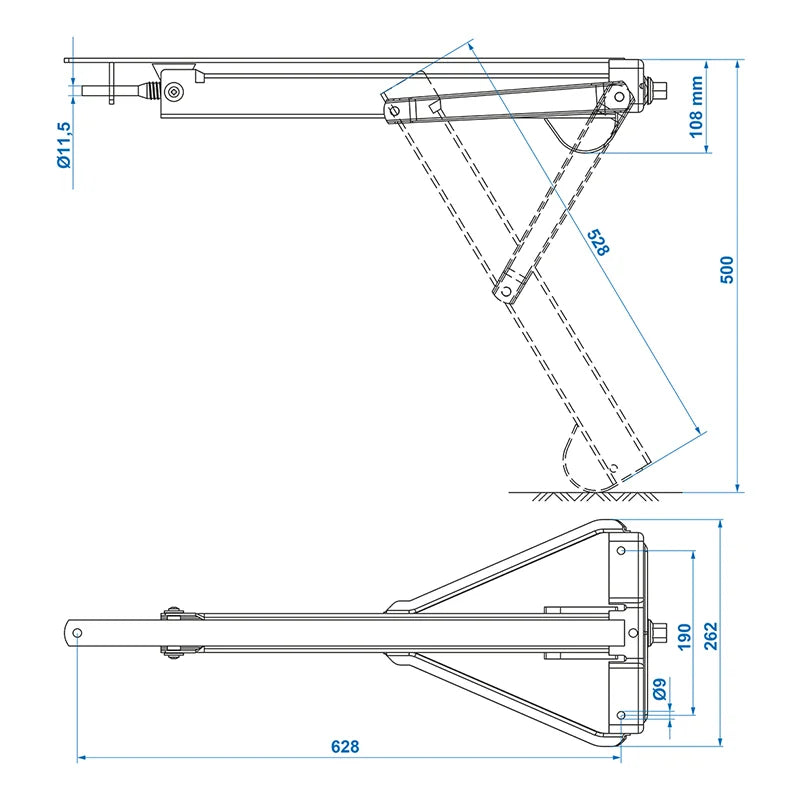 ProPlus Caravanhoeksteun 800kg 605x260mm H:500mm