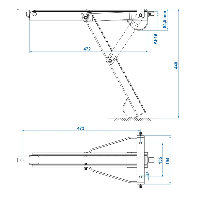 ProPlus Caravanhoeksteun compact 500kg 460x195mm H:440mm