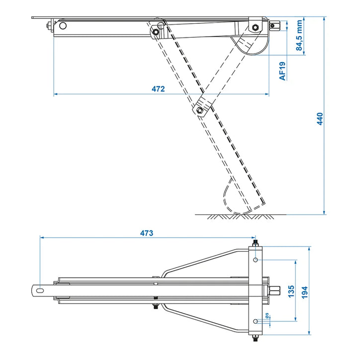 ProPlus Caravanhoeksteun compact 500kg 460x195mm H:440mm