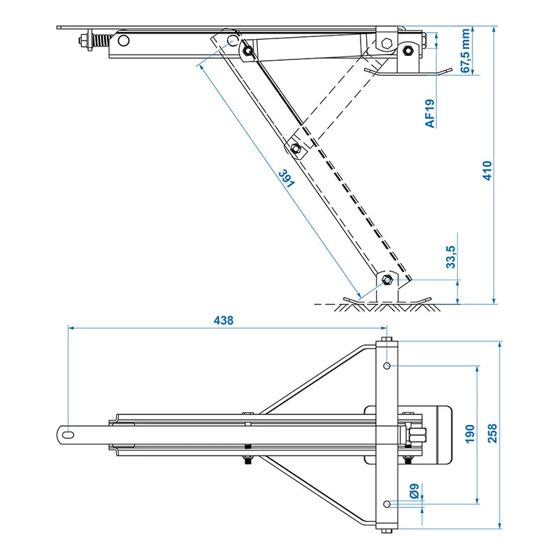 ProPlus Caravanhoeksteun compact met kantelbare voet 500kg 438x265mm H:410mm