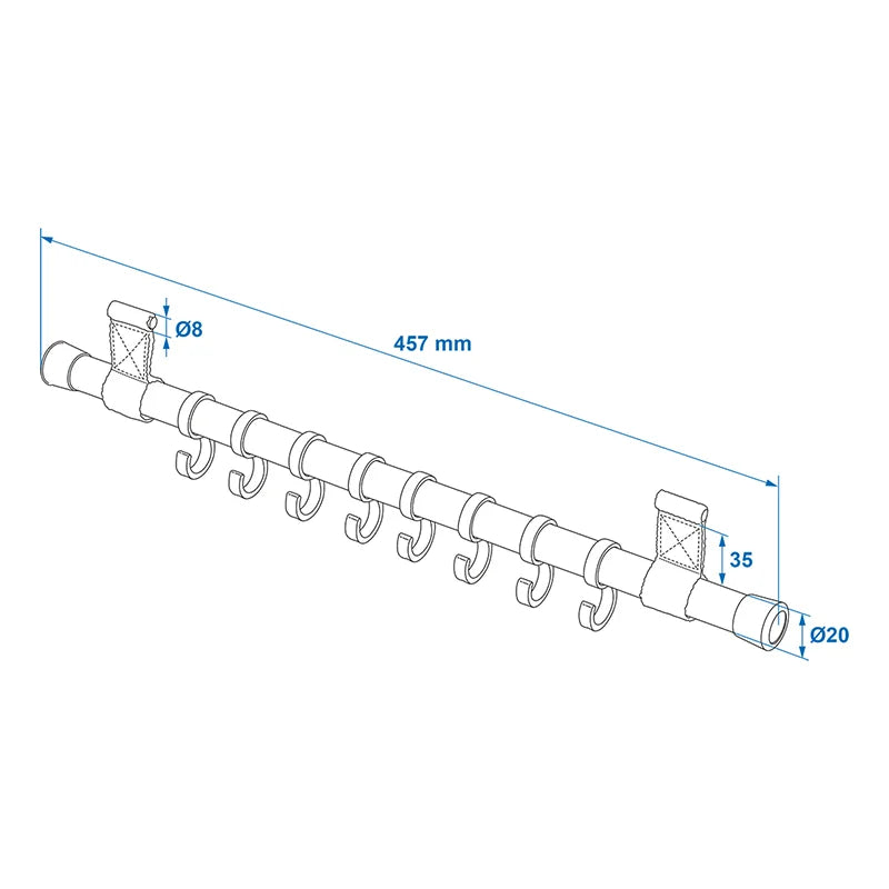 ProPlus Tentkapstok - Aluminium - 45.7 cm - Inclusief 8 Haken