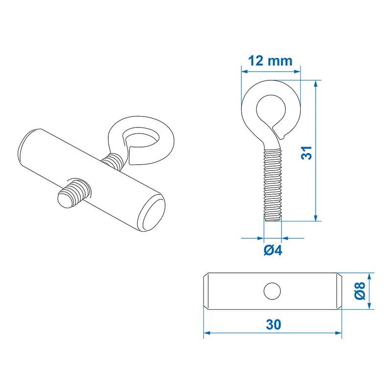 ProPlus Eindstop voor tentrail 8-10 mm - set van 2 stuks
