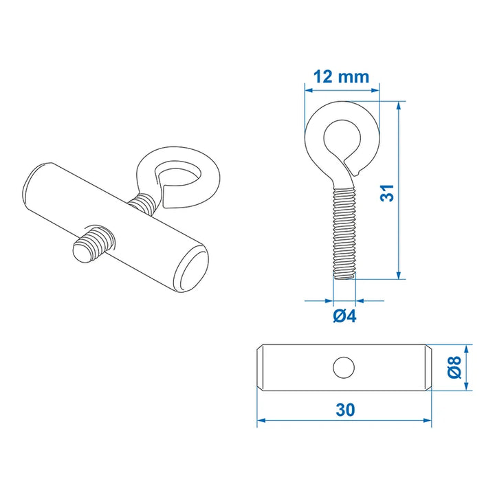 ProPlus Eindstop voor tentrail 8-10 mm - set van 2 stuks