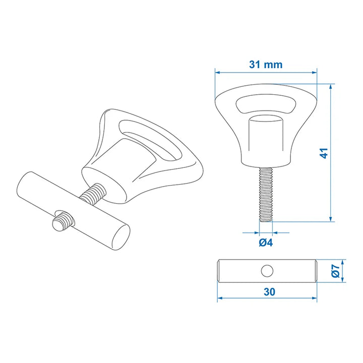 ProPlus Eindstop met kunststof knop voor tentrail 8-10mm - set van 2 stuks