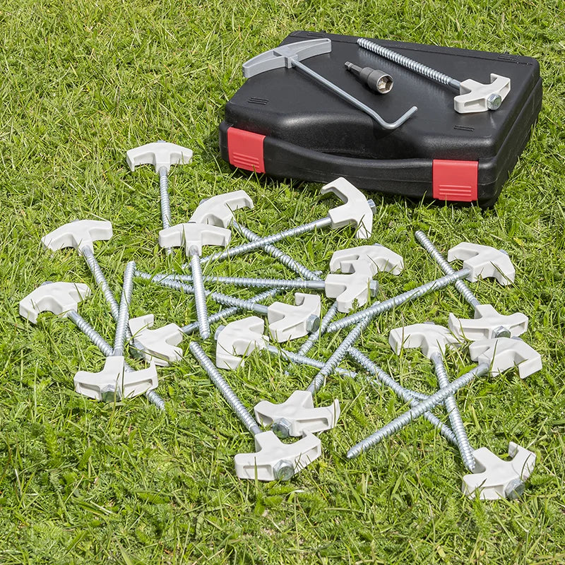 ProPlus Tentharing 20 cm metaal schroefbaar met kunststof haak en schroefkop - set van 20 stuks in koffer