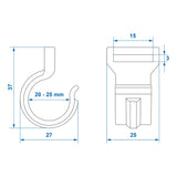 ProPlus Tentclip 20-25mm met sleuf zwart