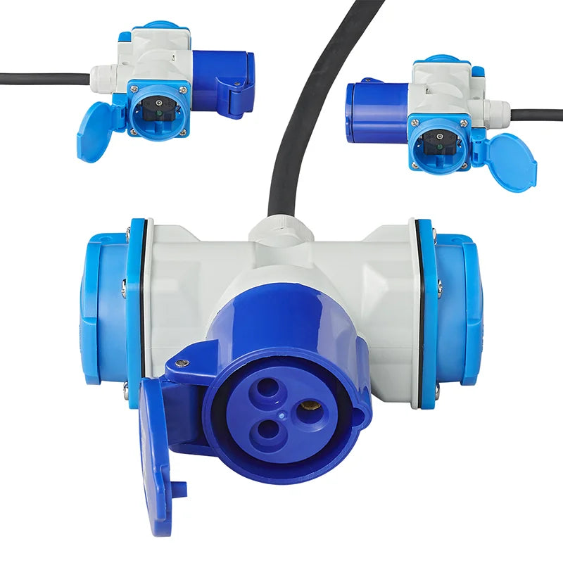 ProPlus Verloopkabel 150cm 3x1,5mm² van Schuko stekker naar 1xCEE + 2xSchuko stekkerdoos