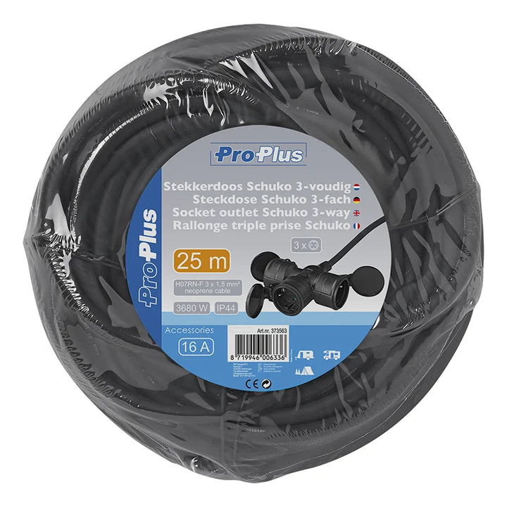 ProPlus Stekkerdoos Schuko 3-voudig 25M 3x1,5mm²