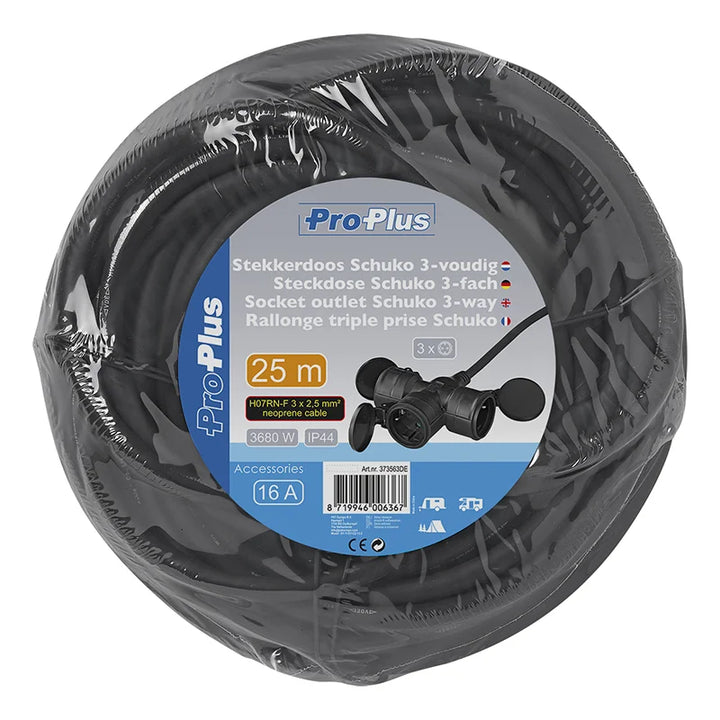 ProPlus Stekkerdoos Schuko 3-voudig 25M 3x2,5mm²