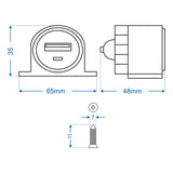 ProPlus USB-opbouwstekkerdoos type A 2100mA A 12V/24V