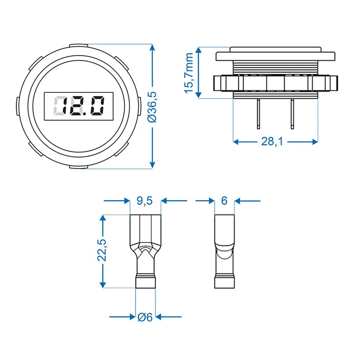 ProPlus Voltmeter digitaal inbouw 6-30V