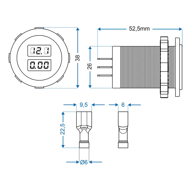 ProPlus Volt-ampèremeter digitaal 6-30V / 0-10A