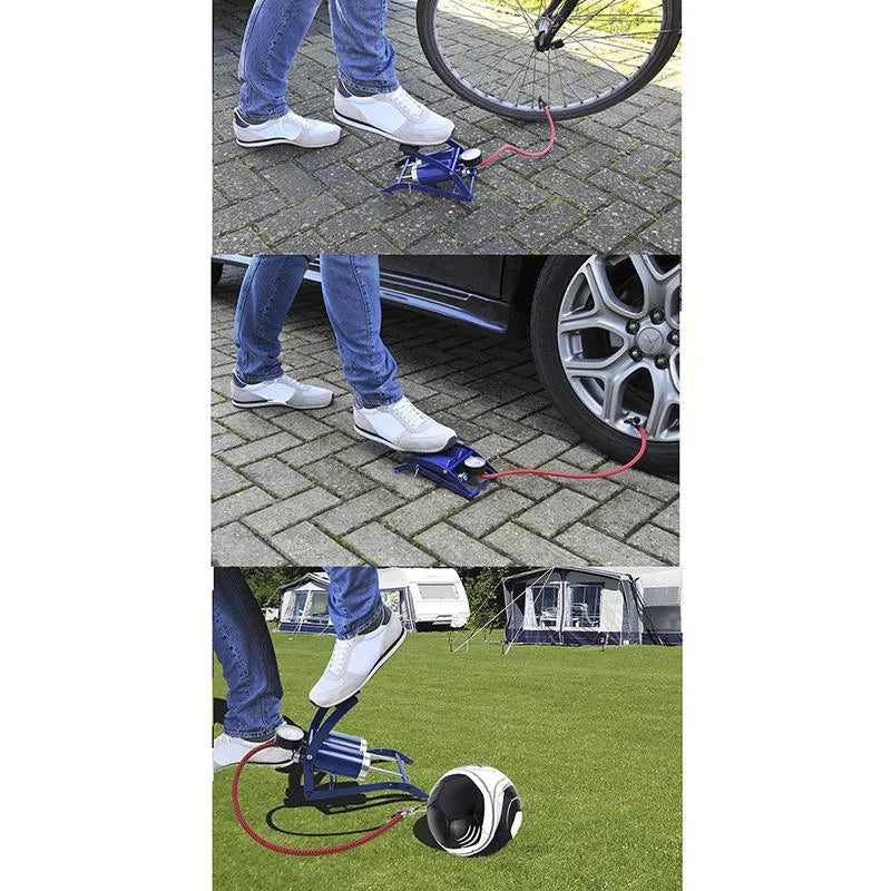ProPlus Voetpomp dubbele cilinder met manometer