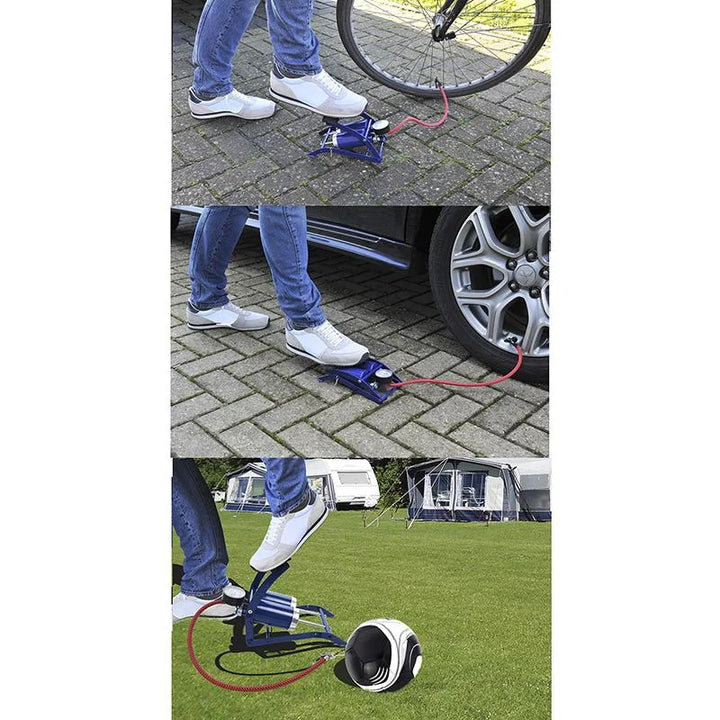 ProPlus Voetpomp dubbele cilinder met manometer