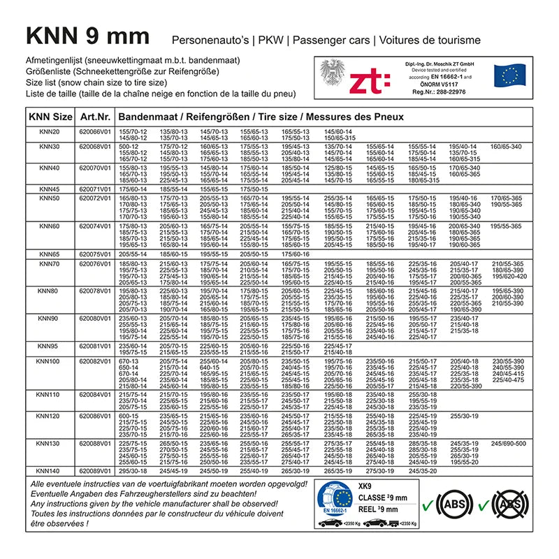 ProPlus Sneeuwkettingen 9mm KNN45