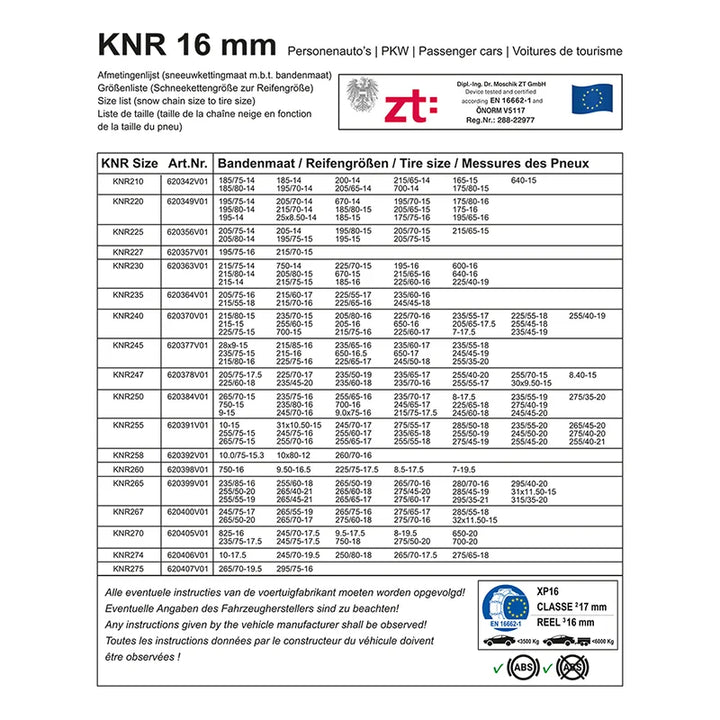 ProPlus Sneeuwkettingen 16mm KNR274