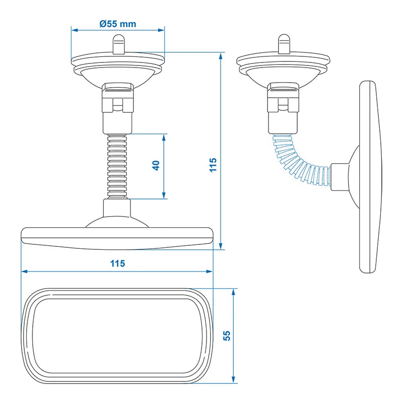 ProPlus Achteruitkijkspiegel 164 x 55 mm met flexarm 4 cm en zuignap