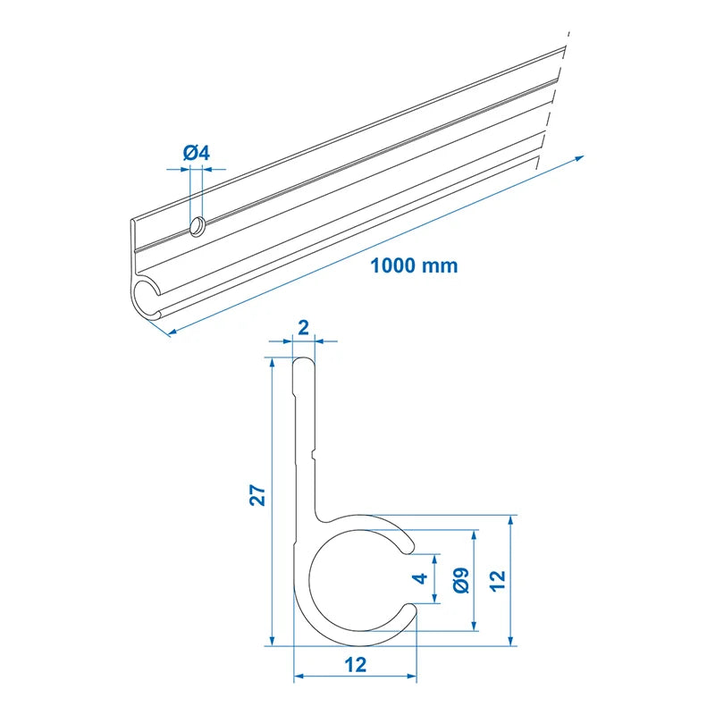 ProPlus Tentrail aluminium 90° 100 x 2,7 cm