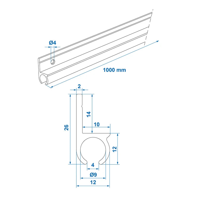 ProPlus Tentrail aluminium 180° 100 x 2,6 cm