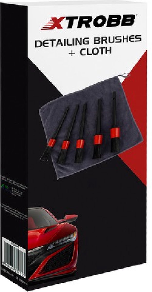 Xtrobb Detailing Borstels 5 Stuks met Doek - Perfecte Autoverzorging