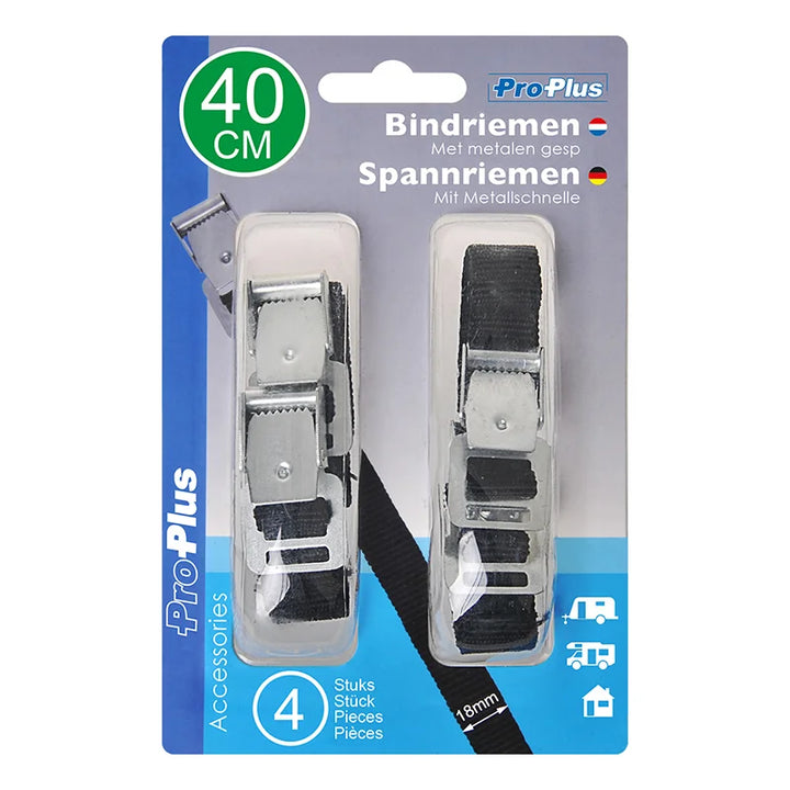 ProPlus Bindriemen met metalen gesp 18mm-40cm - set van 4 stuks