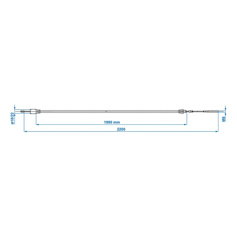 ProPlus Remkabel 1990/2200mm bus Ø22mm geschikt voor Knott/Schlegl/Nieper/Avonride/BPW