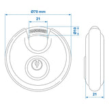 ProPlus Discusslot - Rond Hangslot - Ø 70 mm - Gelijksluitend- 2 stuks