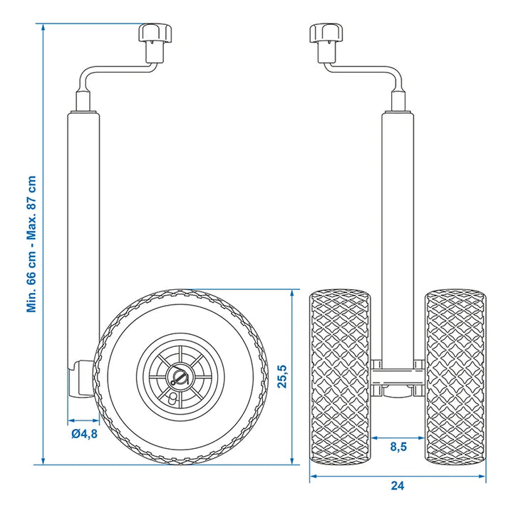 ProPlus Dubbel neuswiel 48mm 2x velg kunststof met luchtband 260x85mm