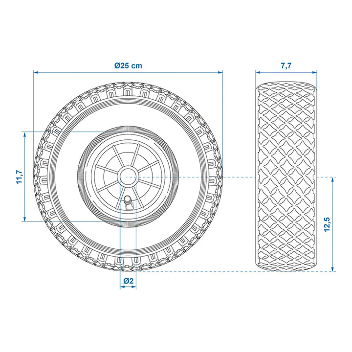 ProPlus Neuswielband kunststof velg met luchtband 260x85mm