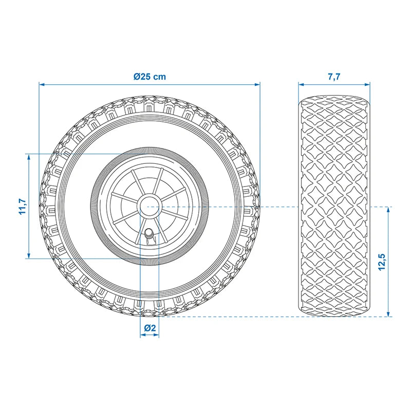 ProPlus Neuswielband kunststof velg met luchtband 260x85mm