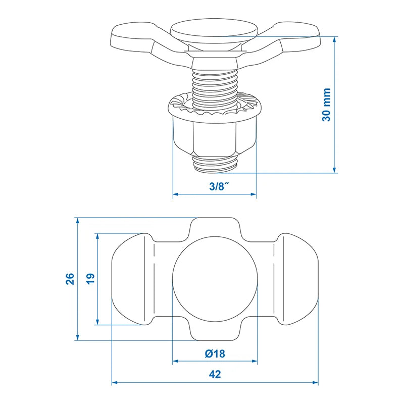 ProPlus Stud fitting dubbel met bout 3/8"