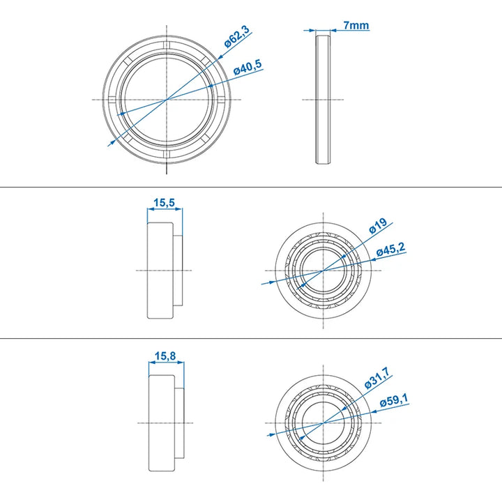 ProPlus Lagerset conisch geschikt voor AL-KO 2035/2050/2051