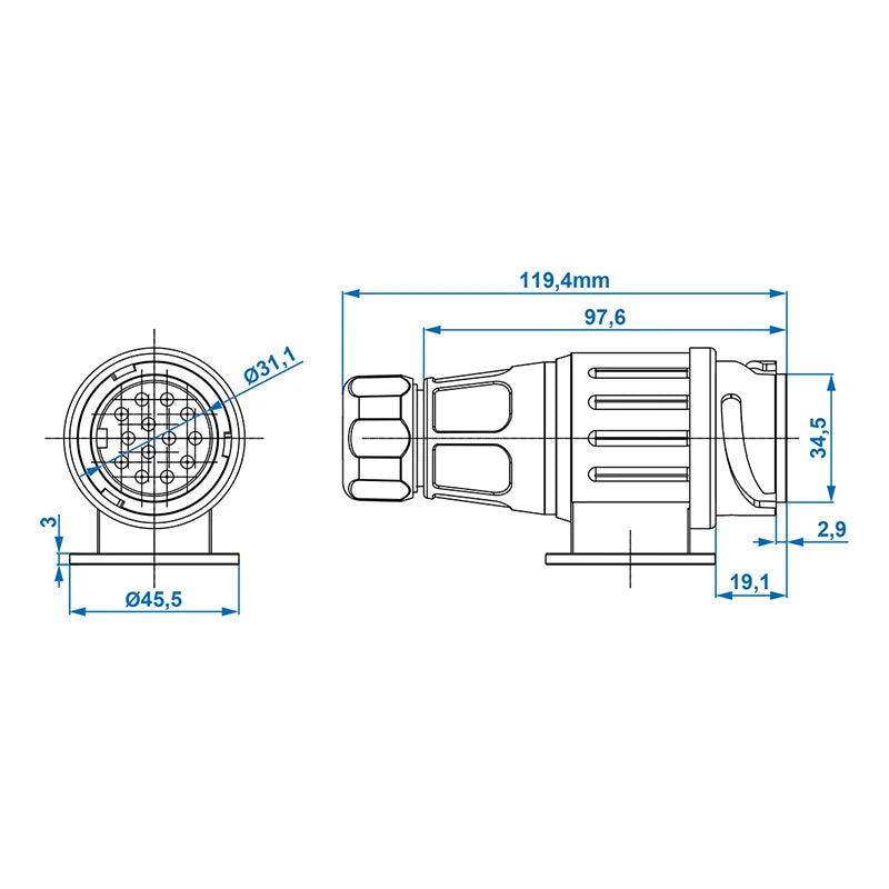 ProPlus Stekker - 13 Polige - Type Jaeger - PVC