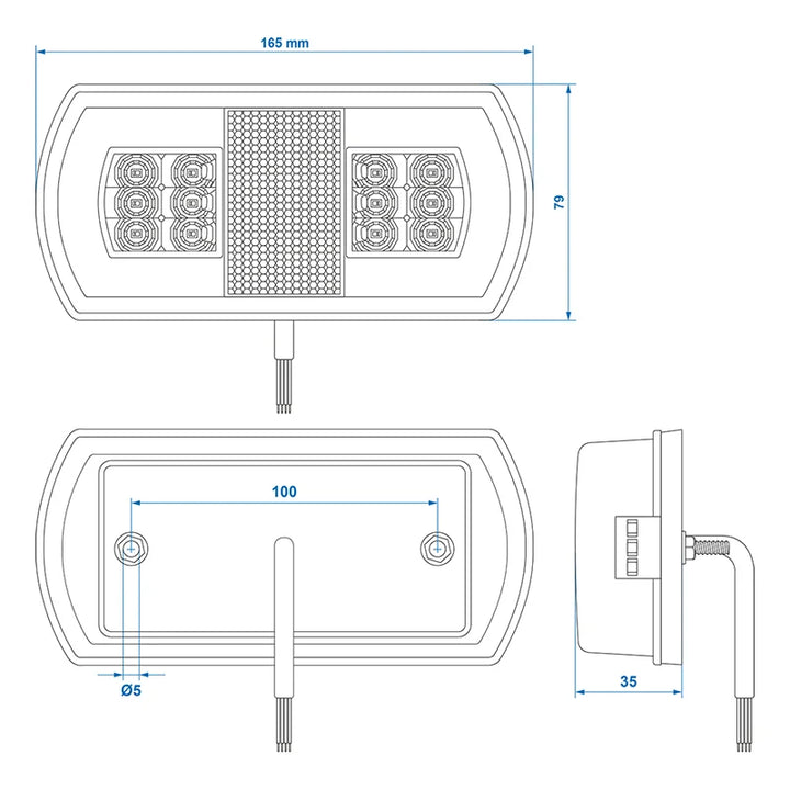 ProPlus Achterlicht 5 functies 225 x 105 mm 43LED links