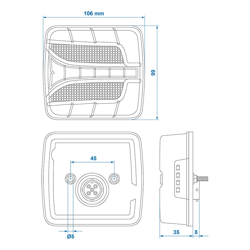 ProPlus Achterlicht 4 functies 106 x 99 mm LED links