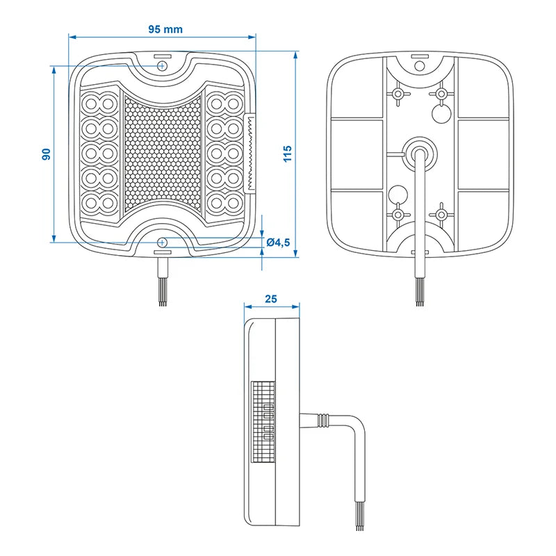 ProPlus Achterlicht 4 functies 105 x 95 mm LED + GLOW links
