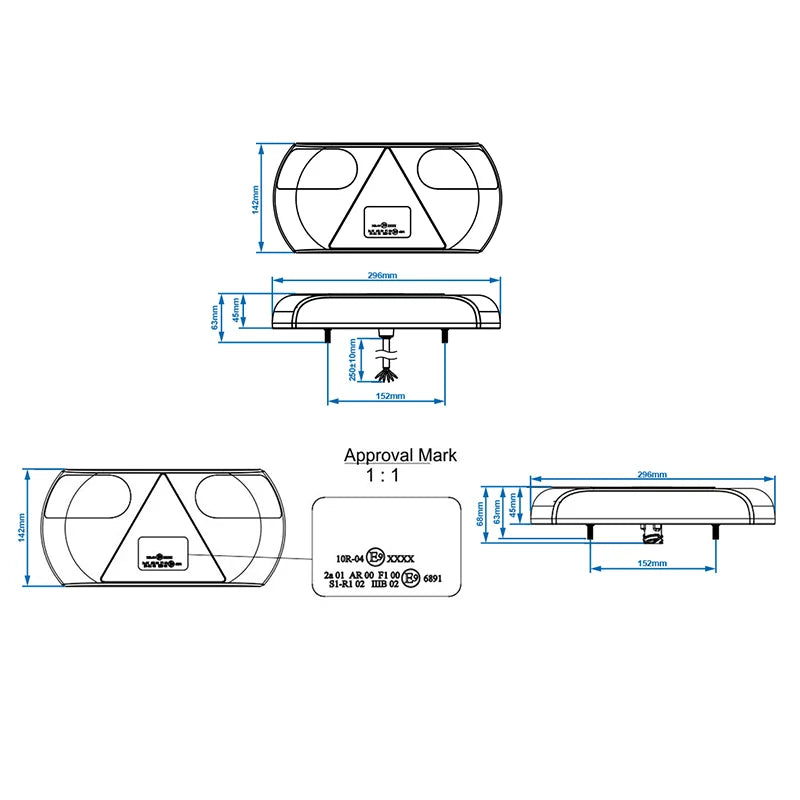 ProPlus Achterlicht 6 functies 296x142mm 32LED links