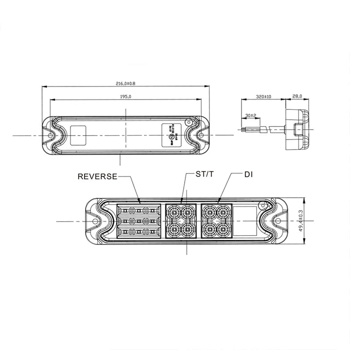 ProPlus Achterlicht 5 functies 192x51mm 21LED