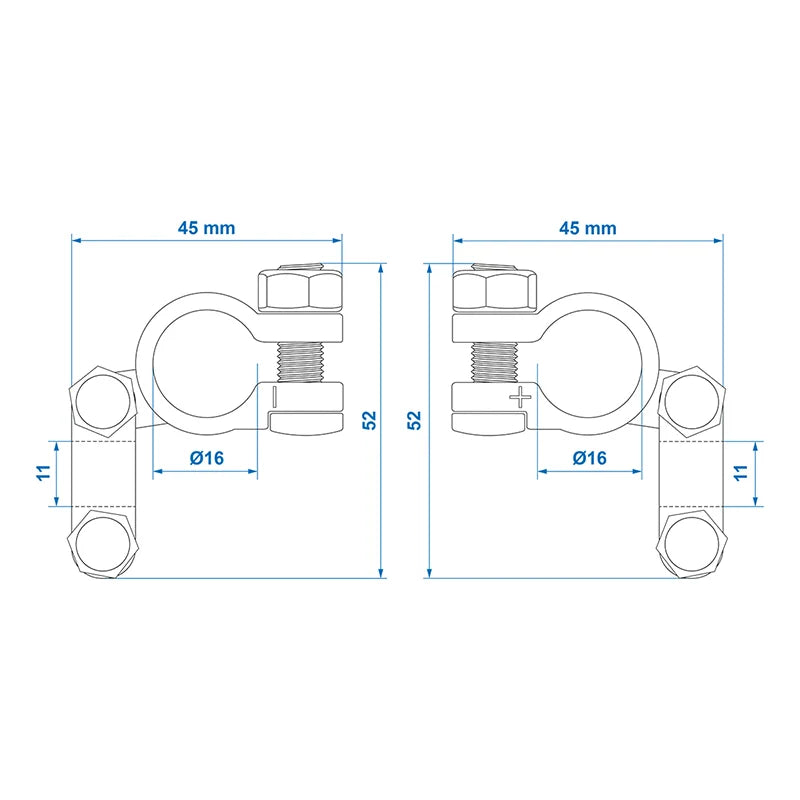 ProPlus Accupoolklemmen set (+) en (-) in blister
