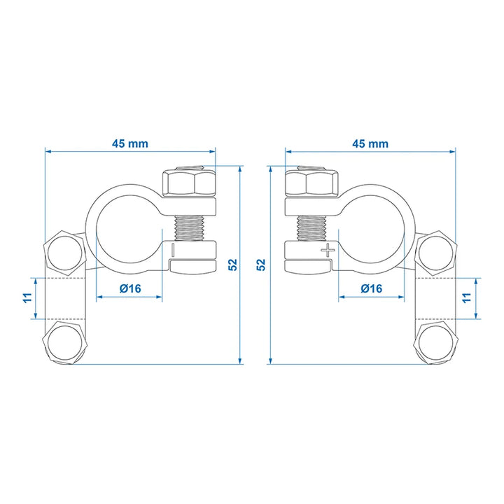 ProPlus Accupoolklemmen set (+) en (-) in blister