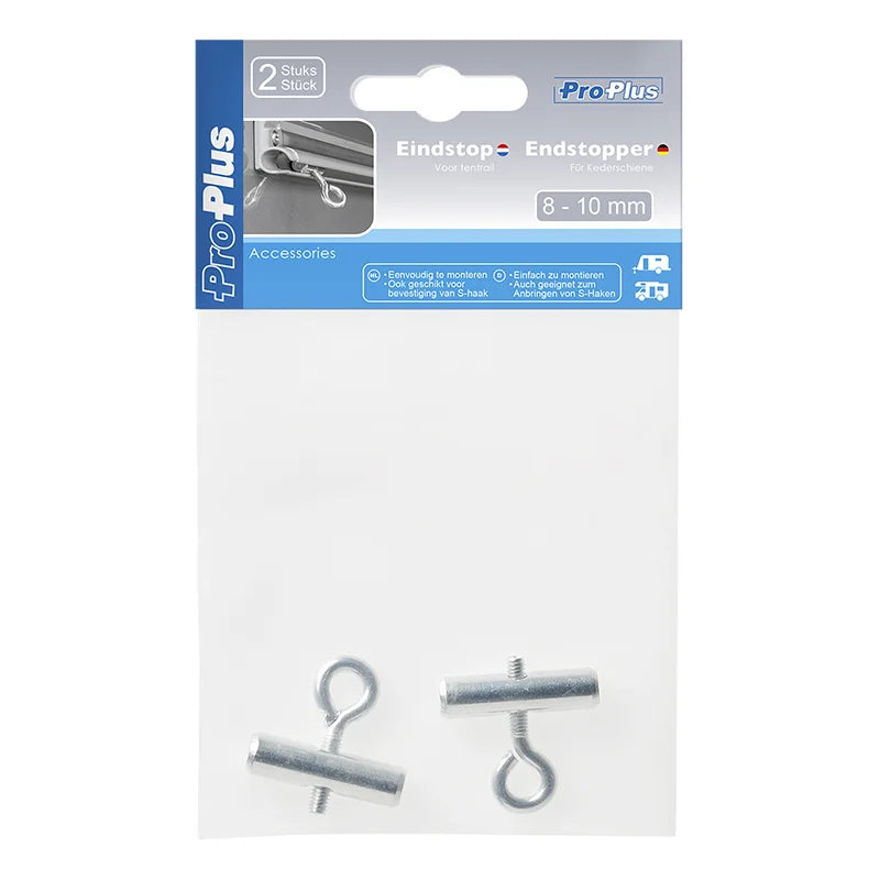 ProPlus Eindstop voor tentrail 8-10 mm - set van 2 stuks