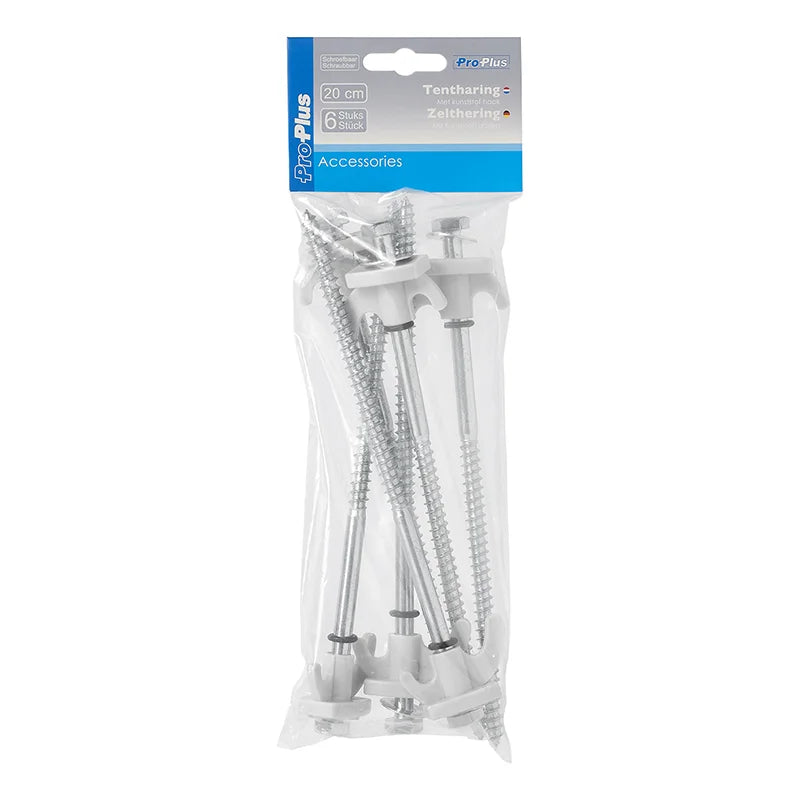 ProPlus Tentharing 20cm metaal schroefbaar met kunststof haak 6 stuks in polybag