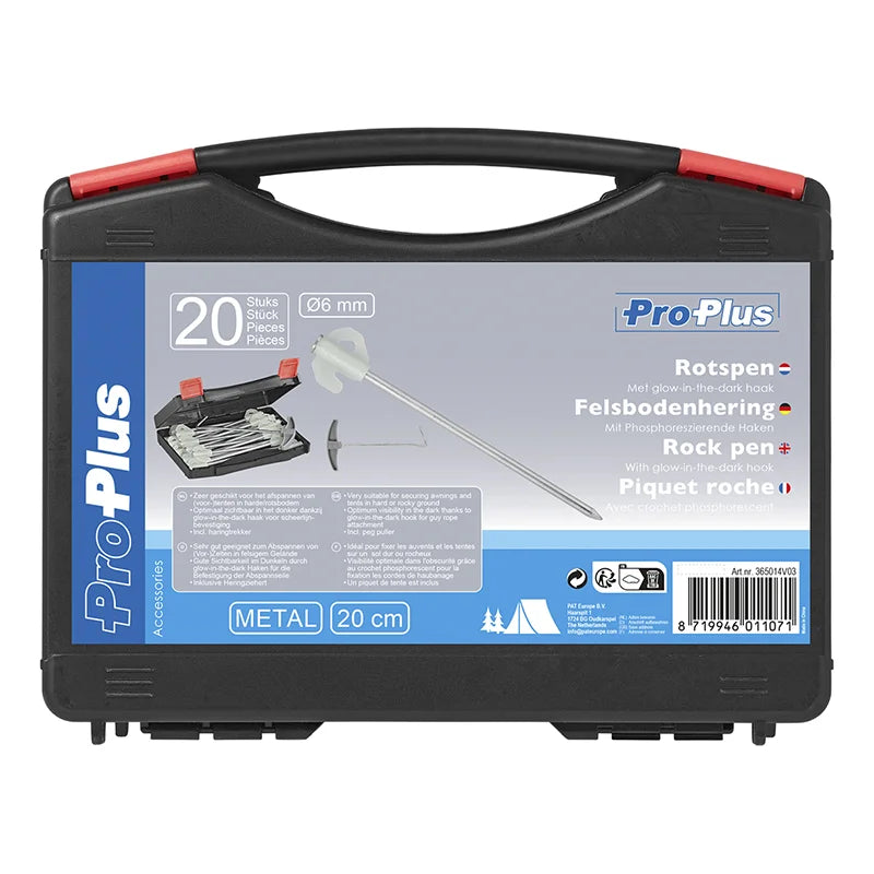 ProPlus Rotspen 20 cm metaal met glow-in-the-dark haak - set van 20 stuks in koffer