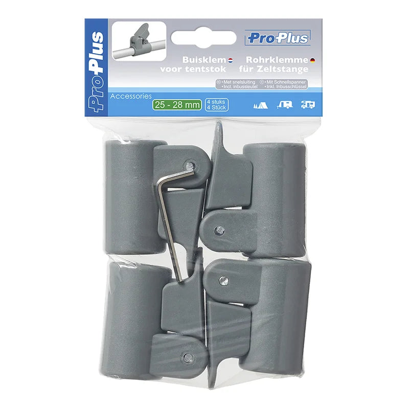 ProPlus Buisklem voor tentstok met snelsluiting 25-28mm - set van 4 stuks