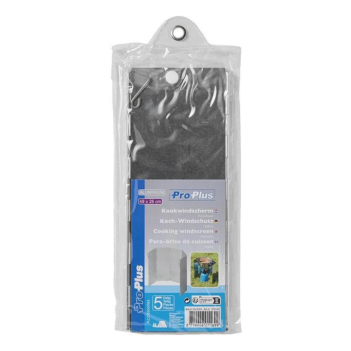 ProPlus Kookwindscherm 5-delig aluminium vouwbaar 49 x 26 cm