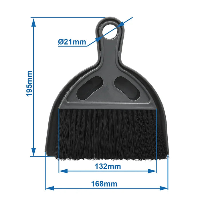 ProPlus Mini Stoffer en Blik - 17 x 1.5 cm - Zwart/Grijs