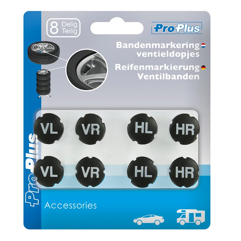 ProPlus Bandenmarkering ventieldopjes - set van 8 stuks