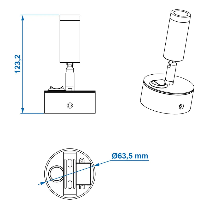 ProPlus Opbouwspot 1-led zwenkbaar 12V 120lm Ø65x65-130mm