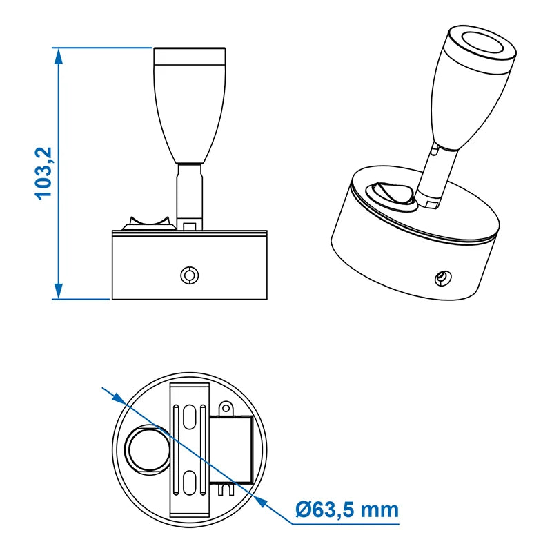 ProPlus Opbouwspot 1-led zwenkbaar 12V 160lm Ø65x70-110mm