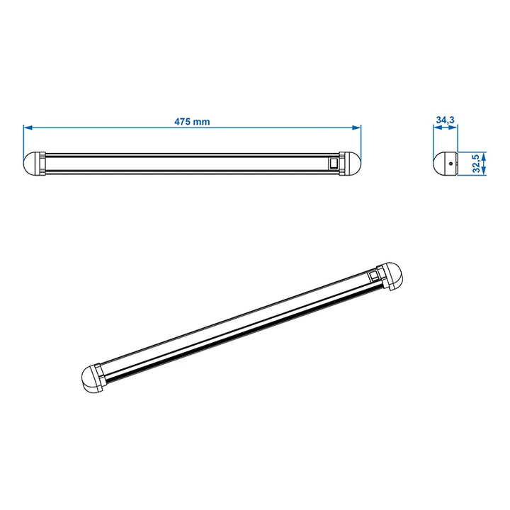ProPlus Lichtlijn 30-leds 12V 450lm 470x35x33mm